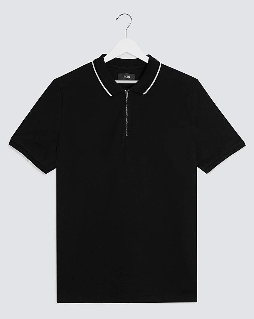 Image of Black Zip Neck Polo