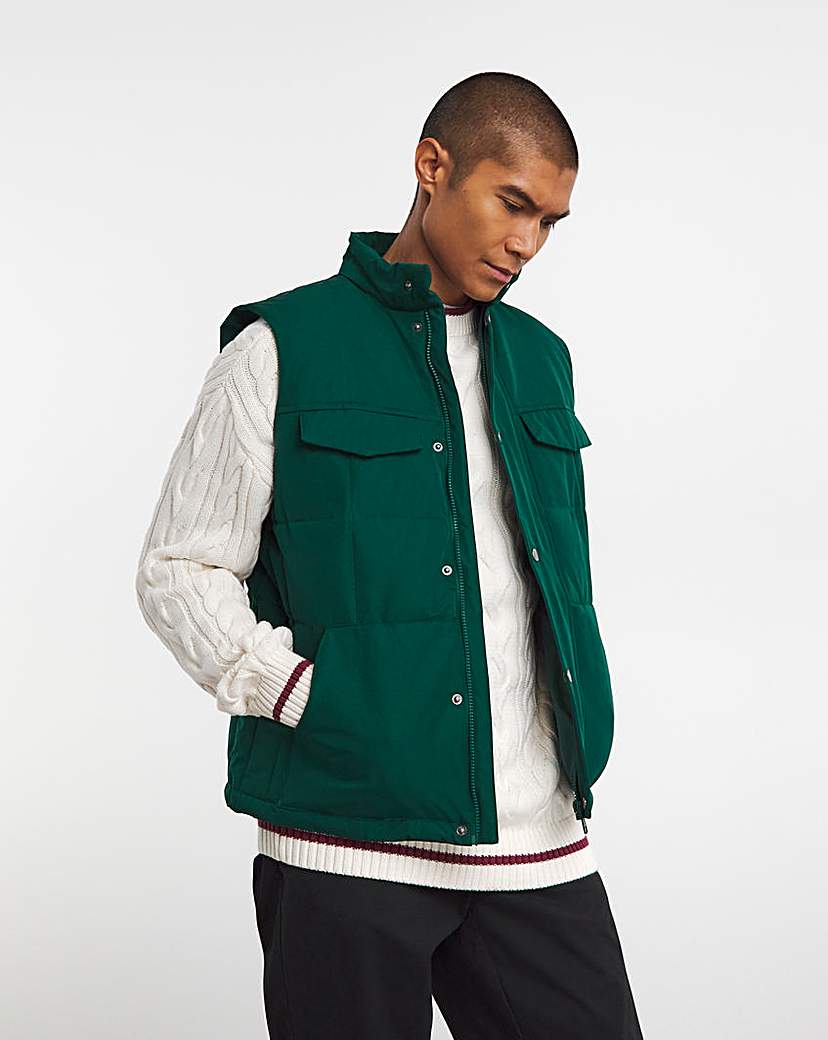 Image of Green Square Quilt Padded Gilet