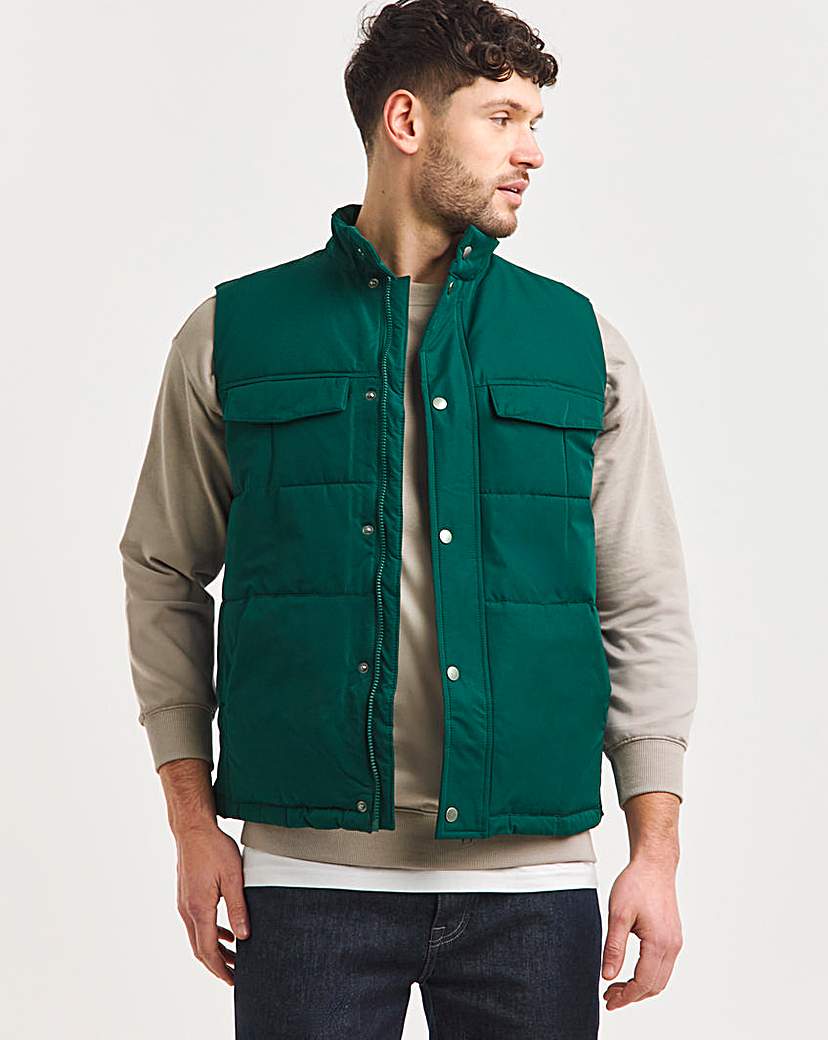 Green Square Quilt Padded Gilet