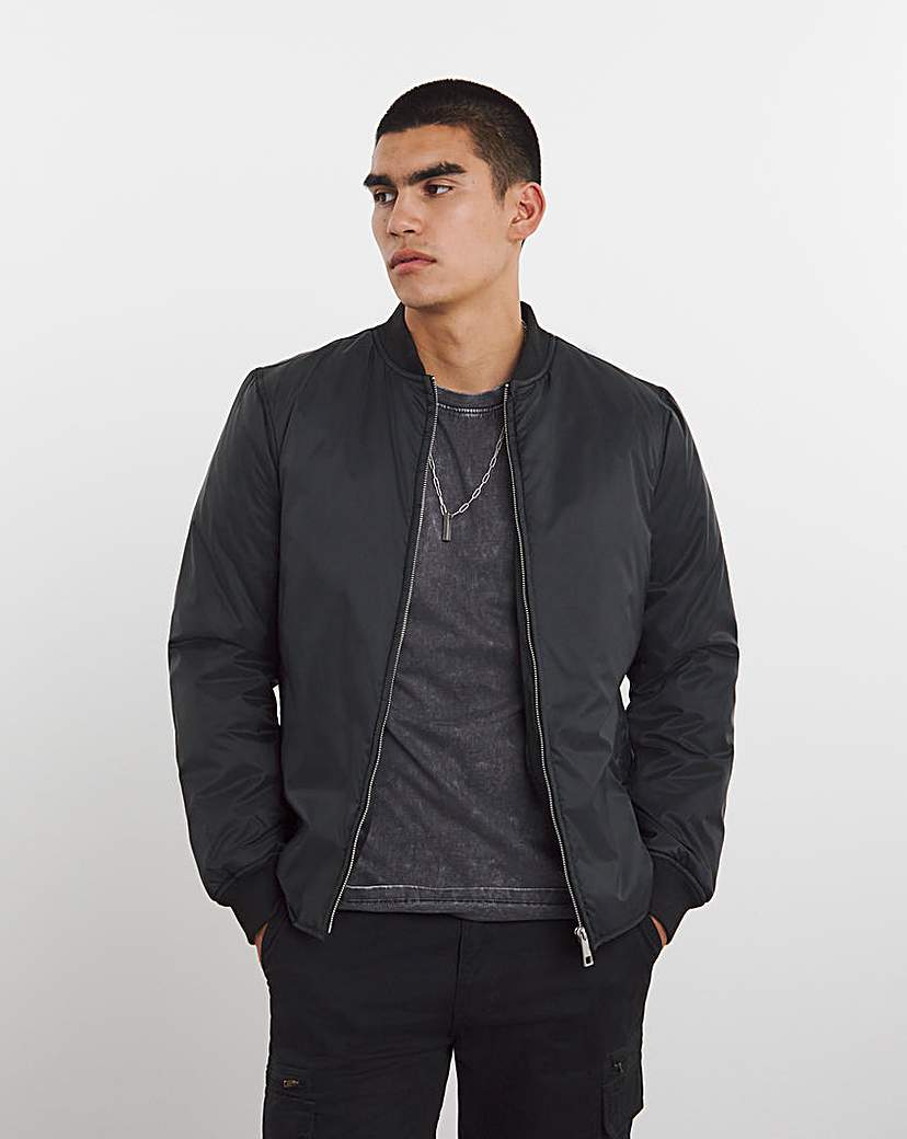 Black Padded Bomber Jacket