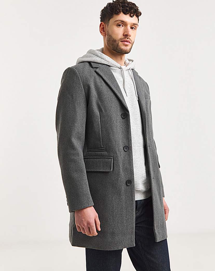 Grey Faux Wool Overcoat