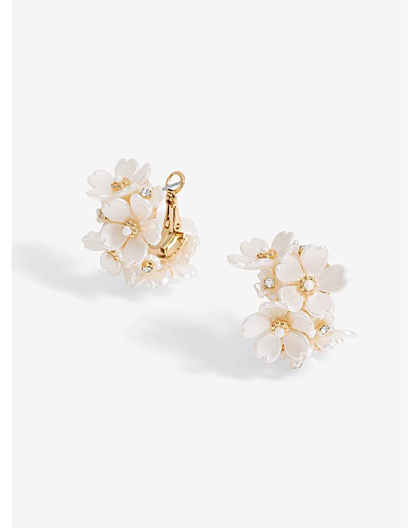 New In - Jon Richard White Floral Hoop Earrings