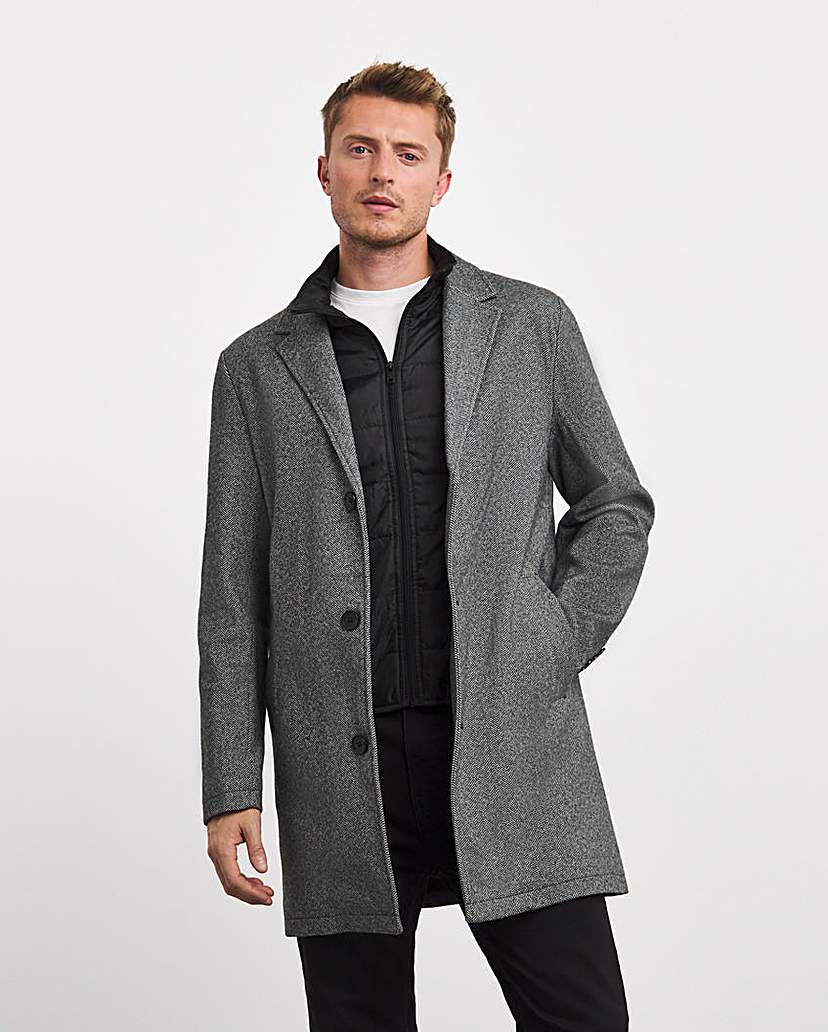 Image of Overcoat With Stitched Internal Gilet