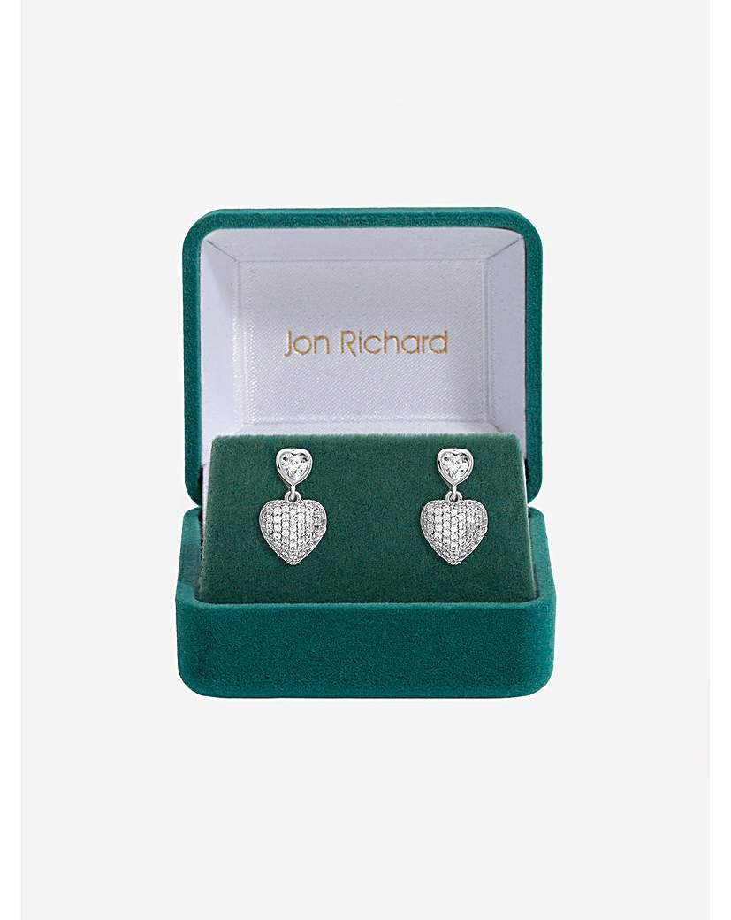 Jon Richard CZ Pave Heart Earrings