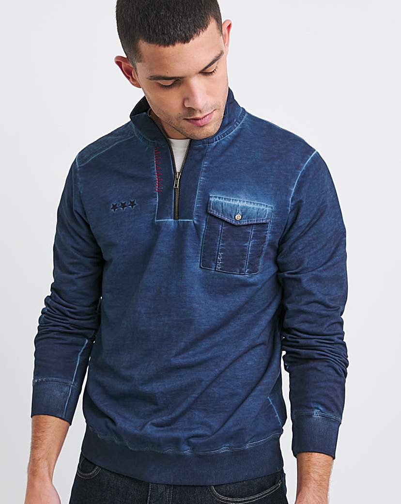 New In - Joe Browns 1/4 Zip Acid Wash Sweatshirt