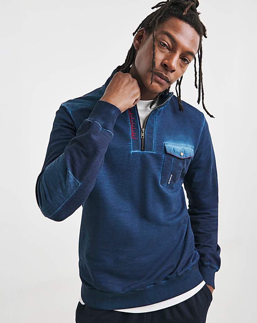 Joe Browns 1/4 Zip Acid Wash Sweatshirt