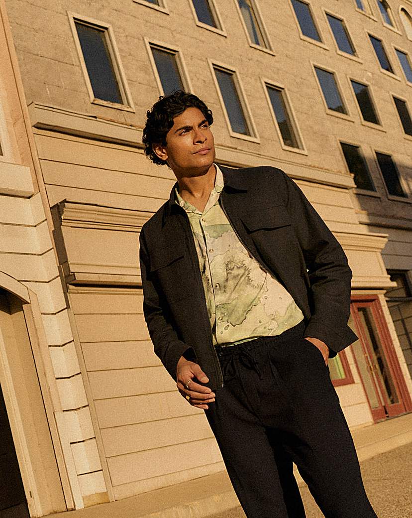 Navy Linen Blend Jacket
