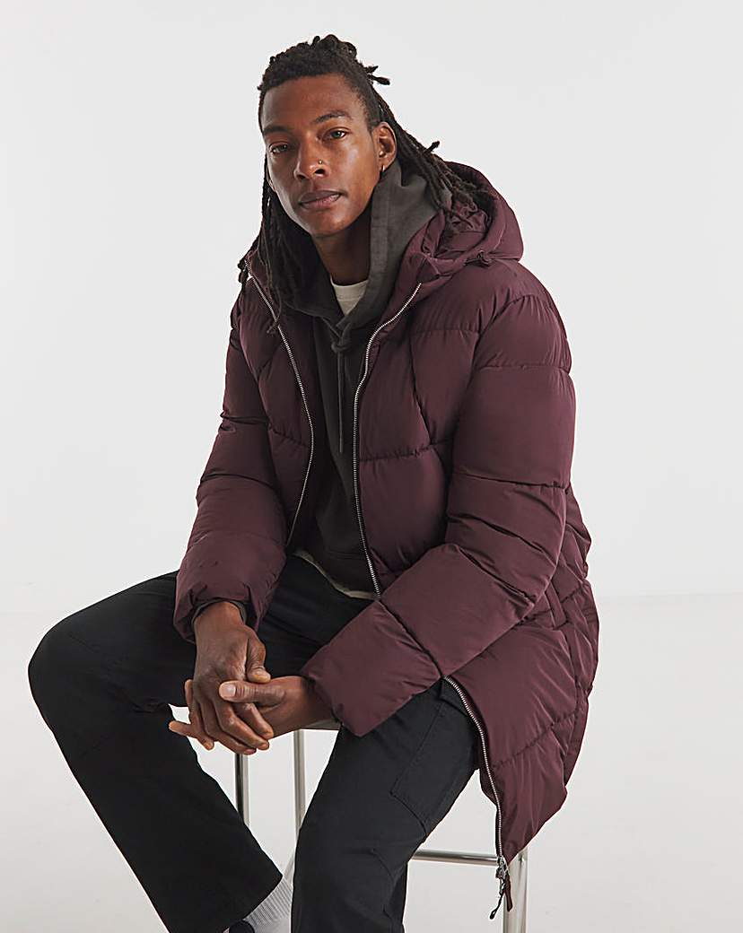 New In - Burgundy Mid Length Puffer Jacket