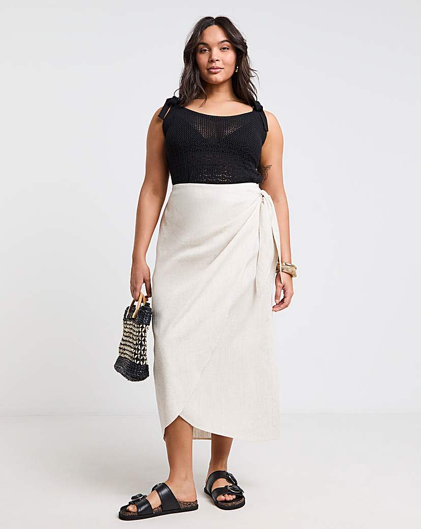 Linen Wrap Midaxi Skirt