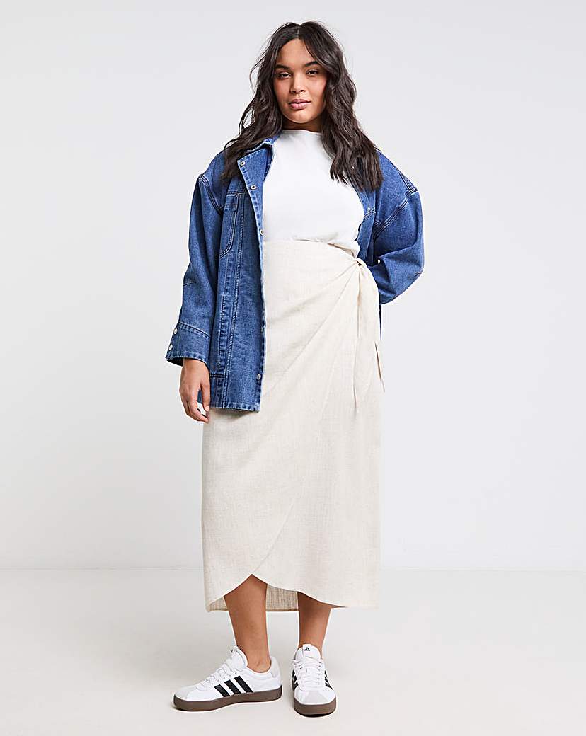 Linen Wrap Midaxi Skirt