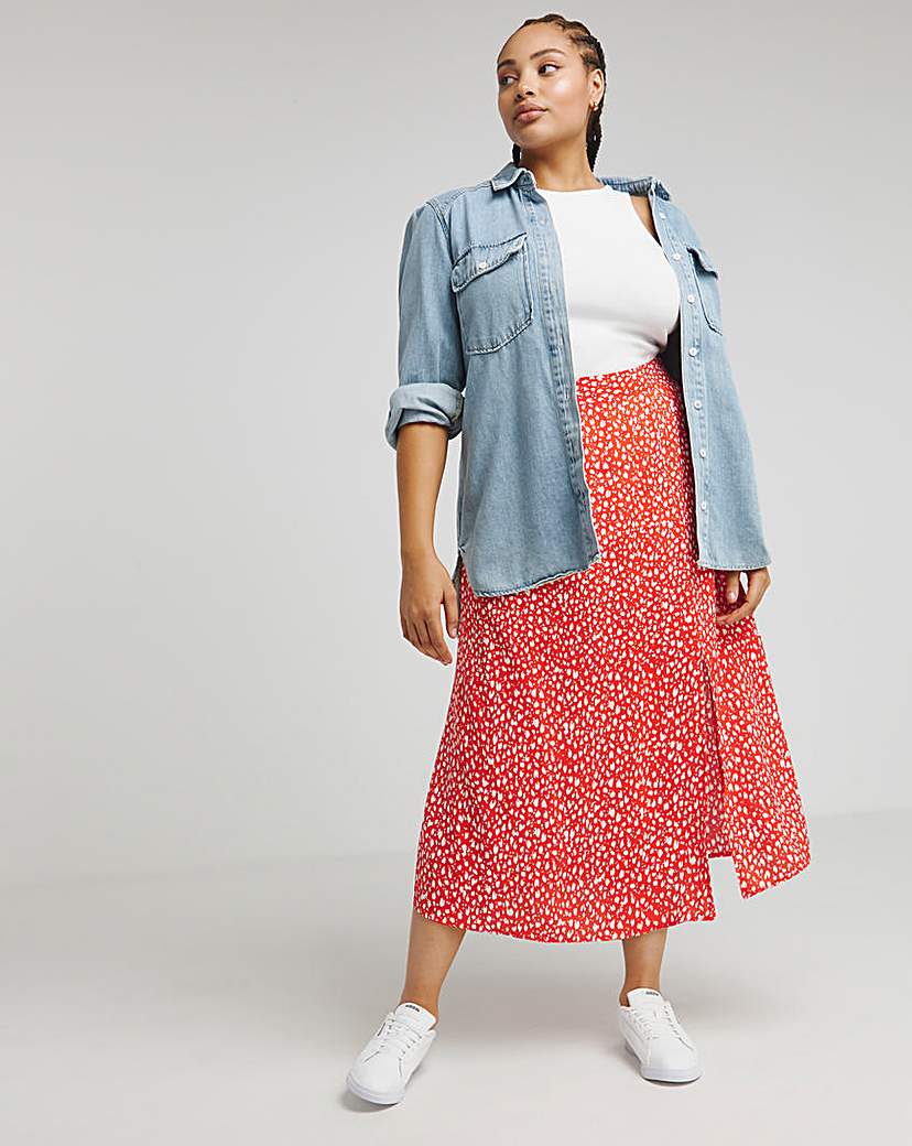 Today’s Journey Satin Leopard Tie Front Elastic Waist Midi Skirt main image 1