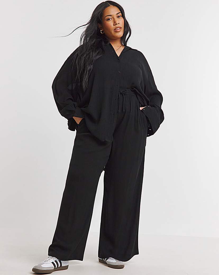 Crinkle Wide Leg Trousers