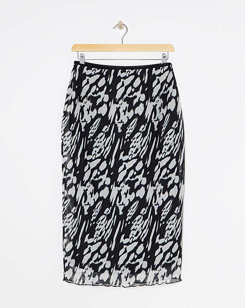 Mesh Overlay Midi Skirt