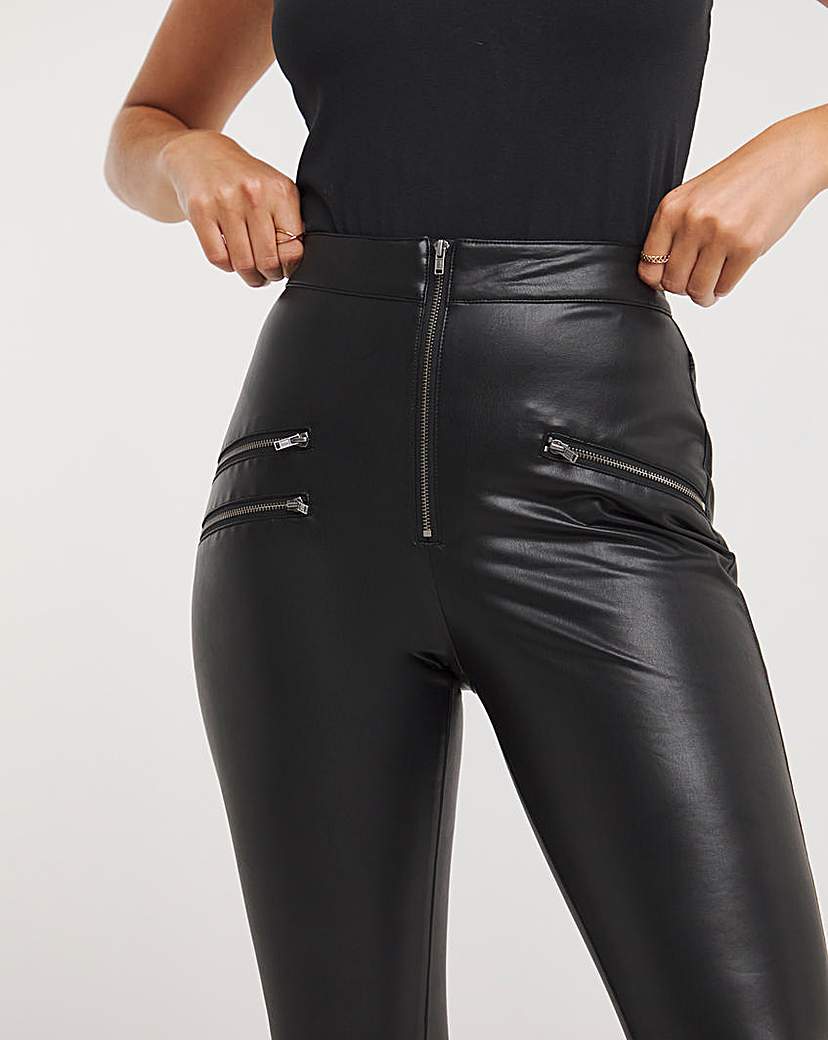 Black Super Stretch PU Biker Leggings