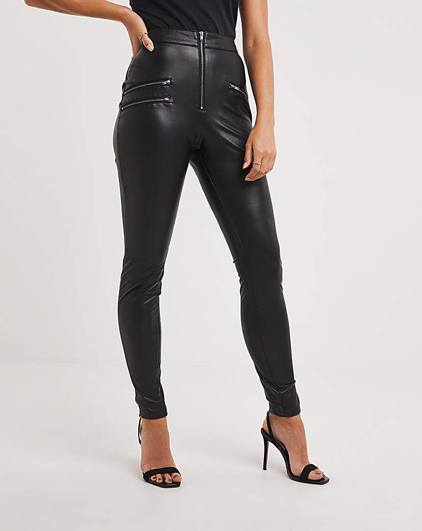 Black Super Stretch PU Biker Leggings