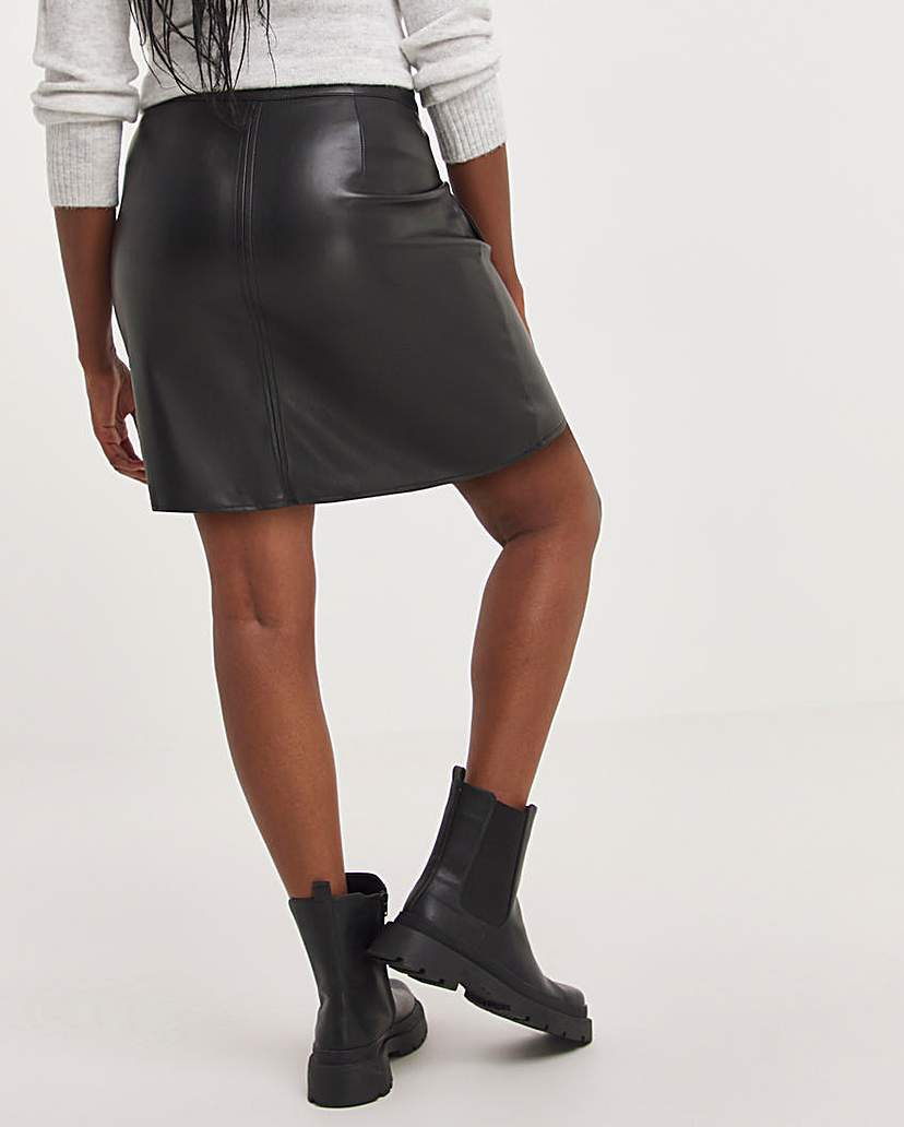 Black Pocket Stretch PU Mini Skirt