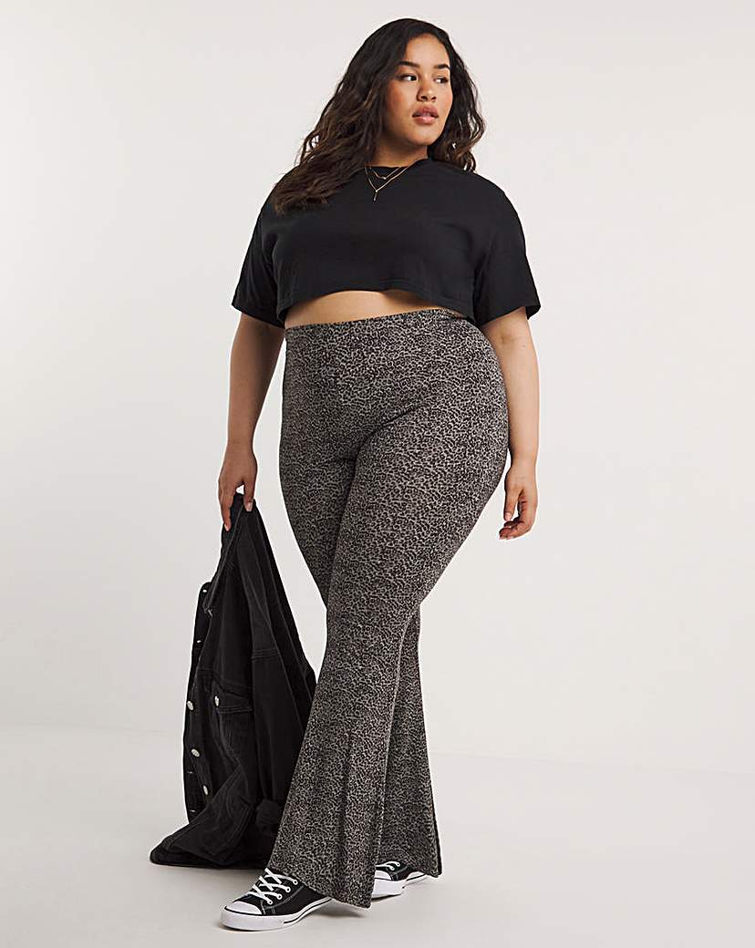Grey Animal Jersey Flared Trouser