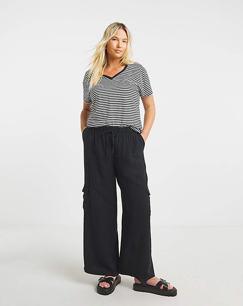 Drawcord Waist Utility Wide Leg Trouser