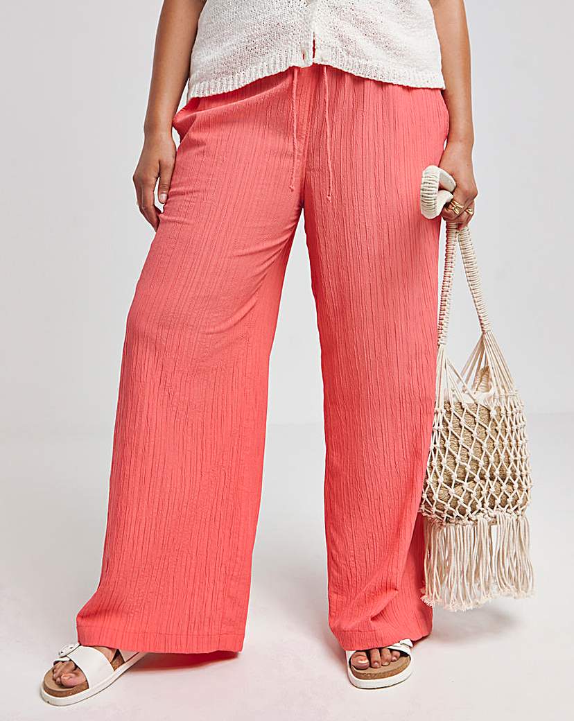 Textured Wide Leg Trousers