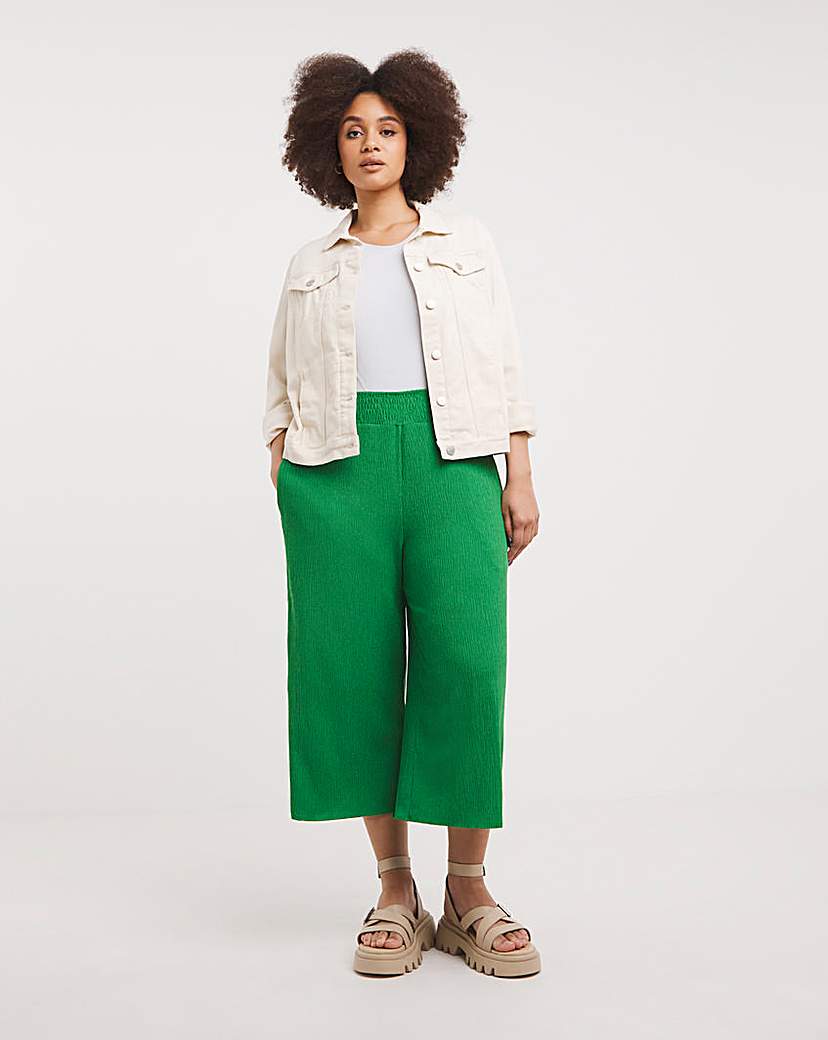 Textured Jersey Shirred Waist Culotte