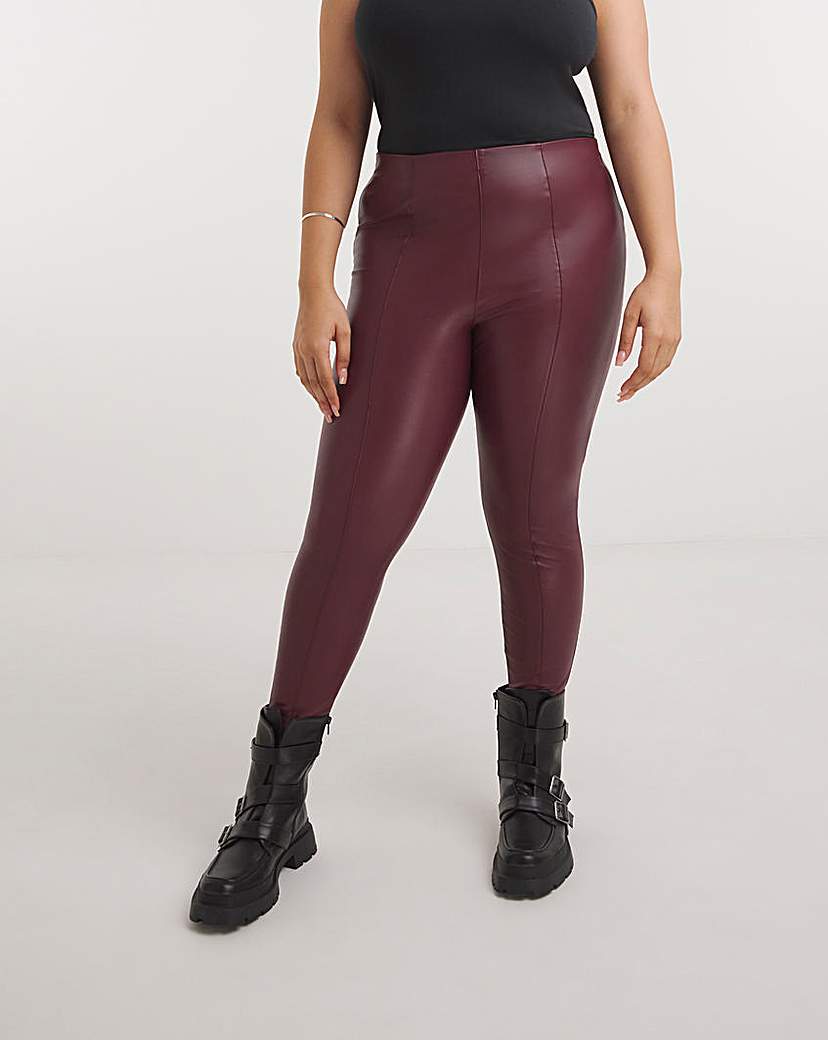 Seam Detail High Waist PU Leggings