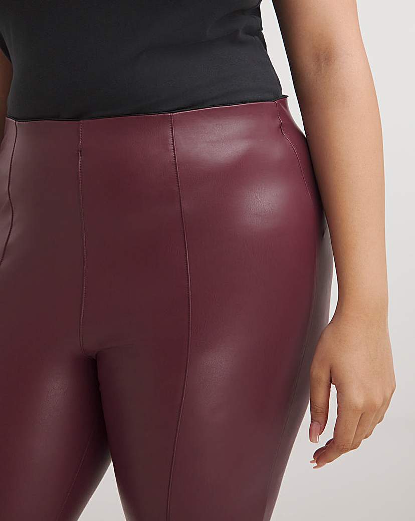 Seam Detail High Waist PU Leggings