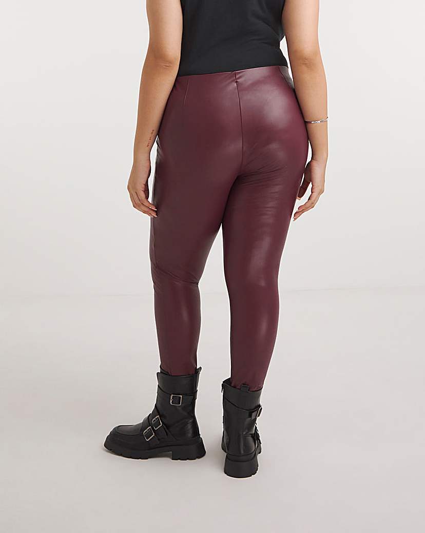 Seam Detail High Waist PU Leggings