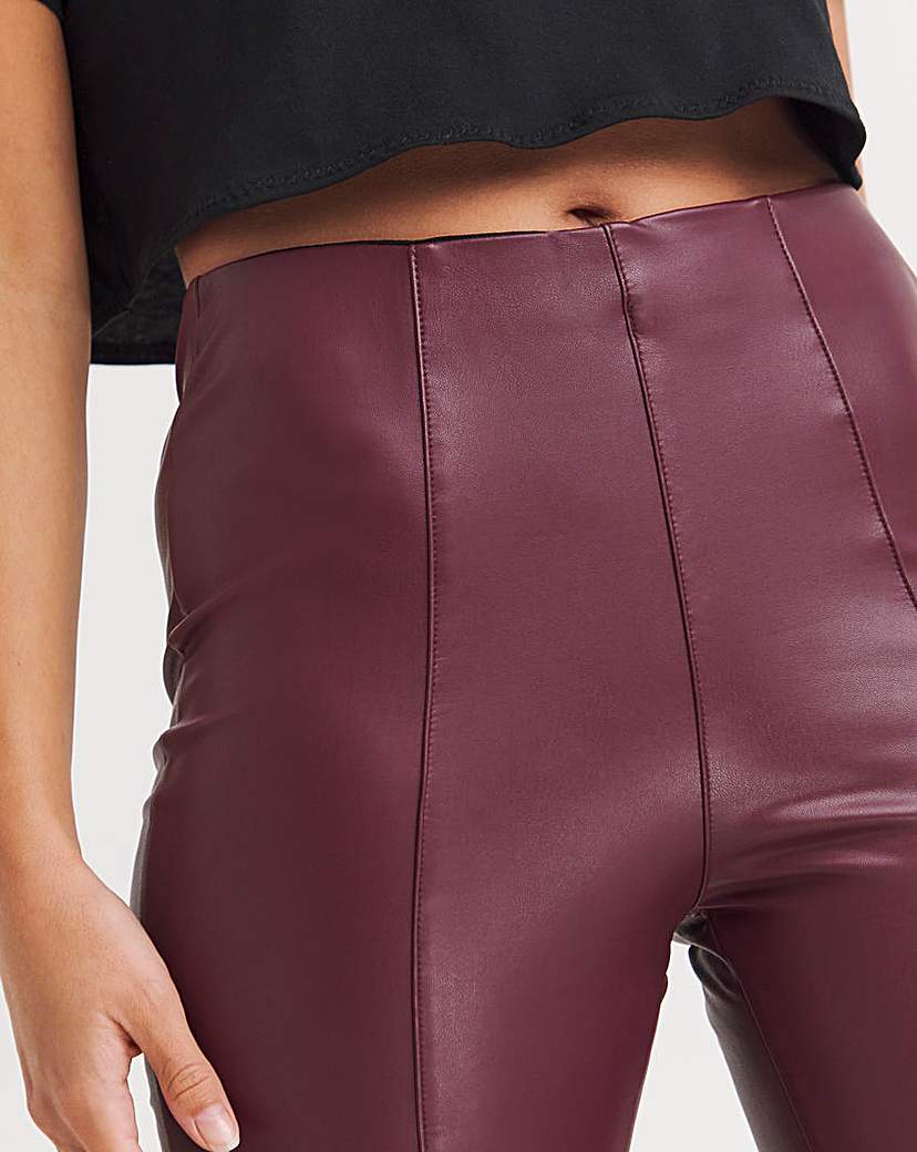 Seam Detail High Waist PU Leggings