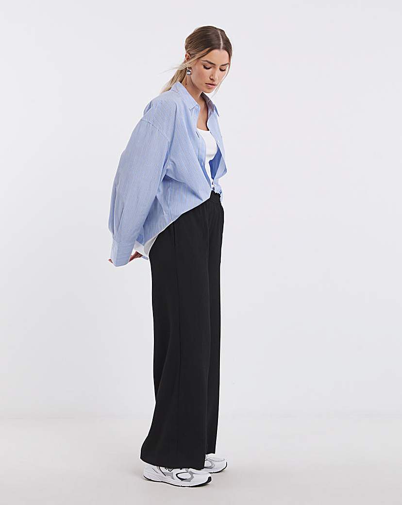 Textured Jersey Wide Leg Trousers