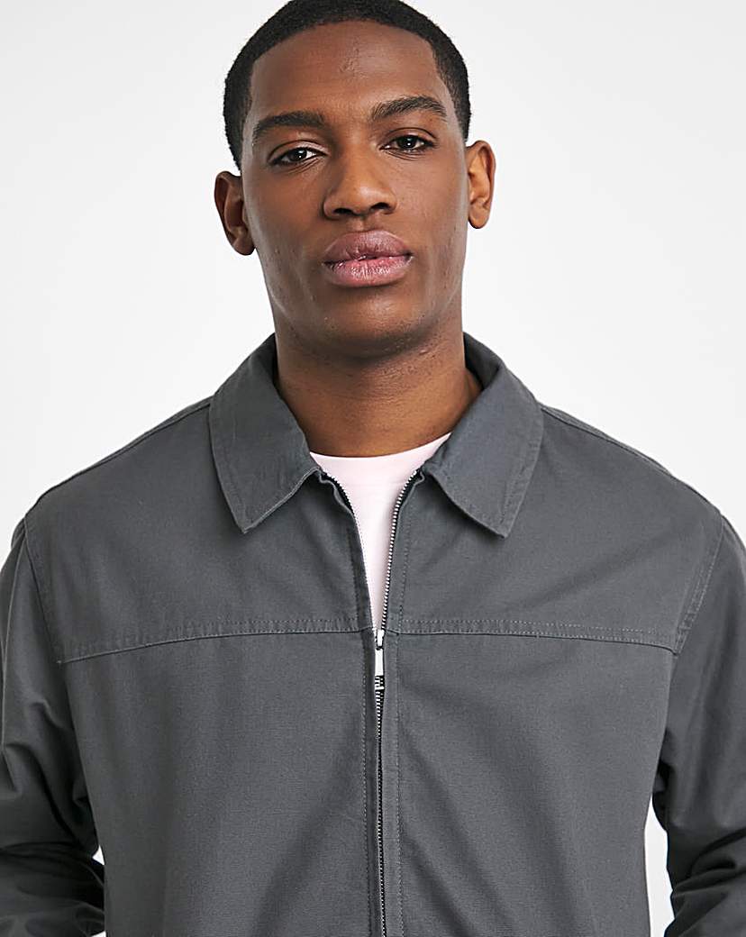 Grey Relaxed Fit Washed Twill Bomber