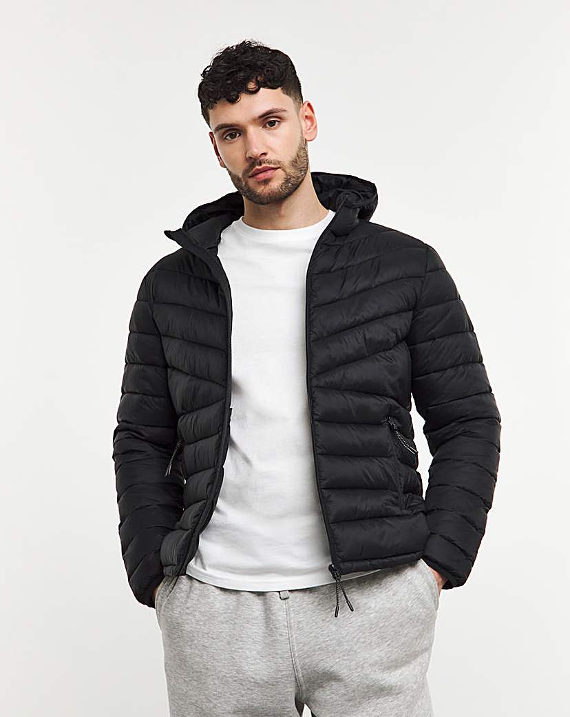 Black Lightweight Hooded Padded Jacket