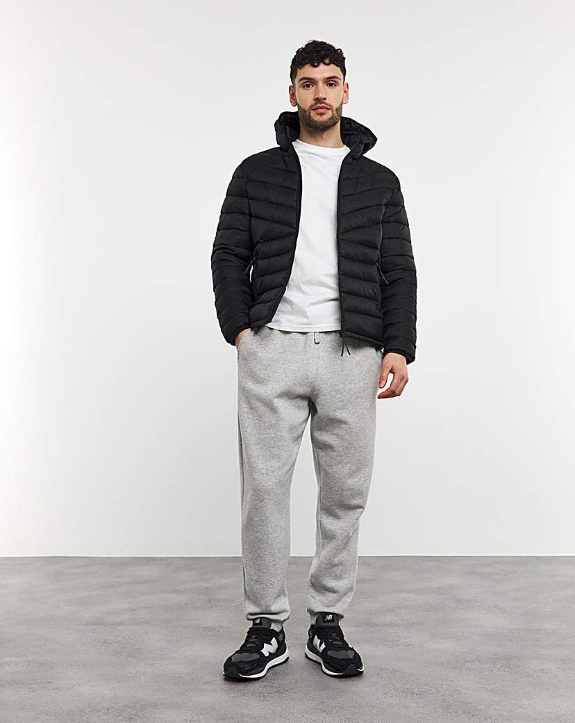 Black Lightweight Hooded Padded Jacket