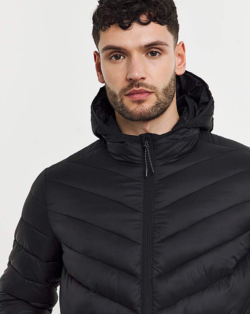 Black Lightweight Hooded Padded Jacket
