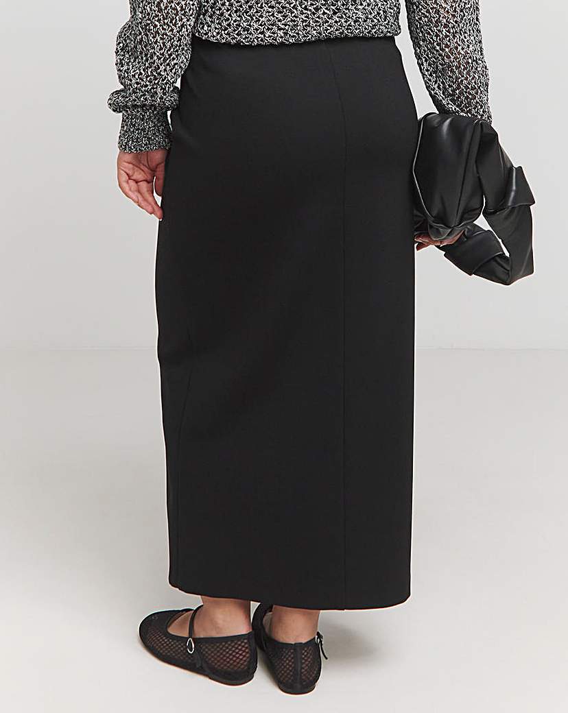 Zip Detail Ponte Midaxi Skirt