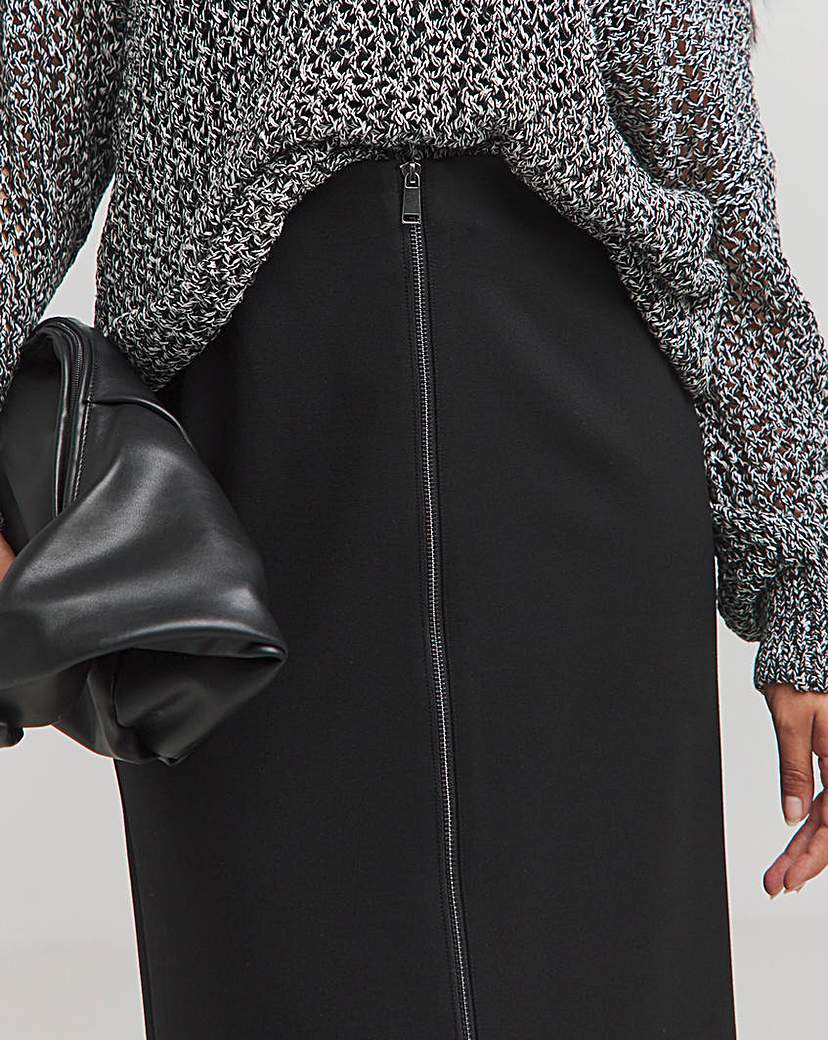 Zip Detail Ponte Midaxi Skirt