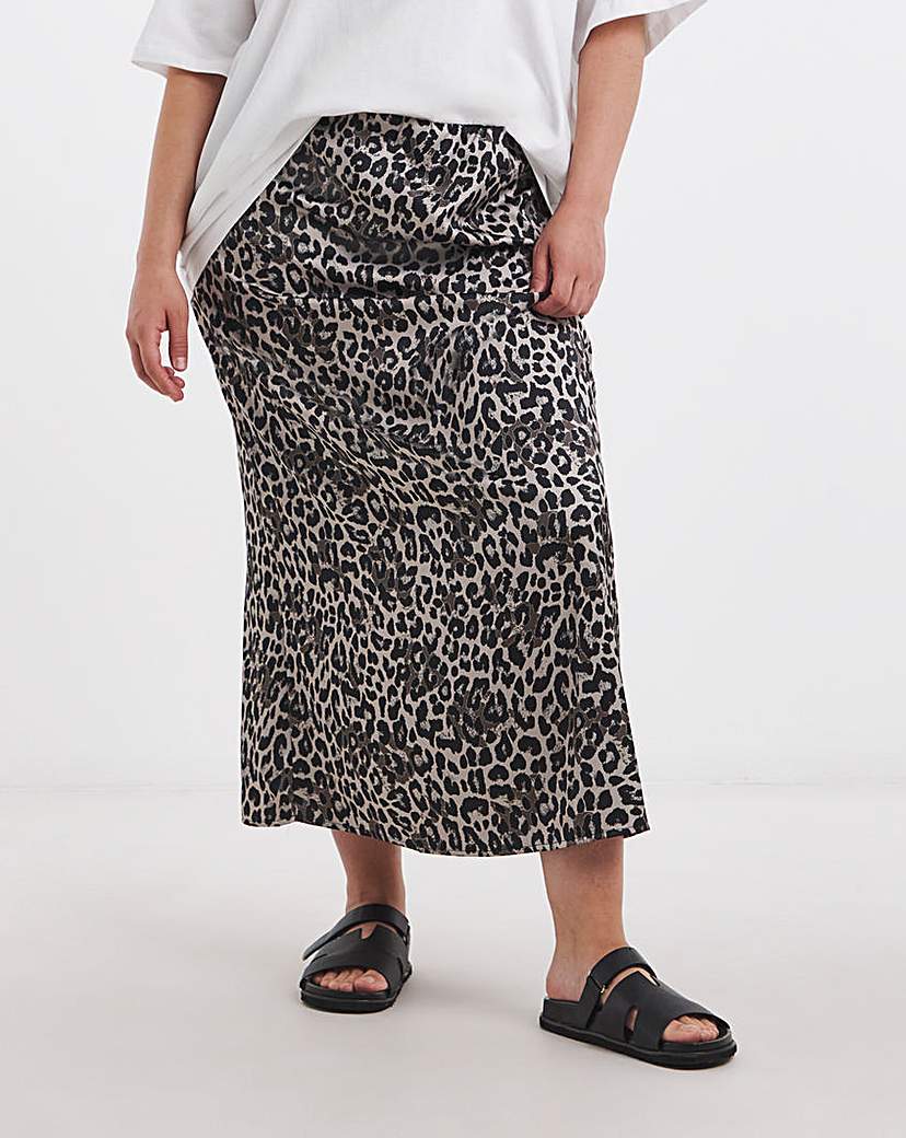 Print Satin Maxi Skirt