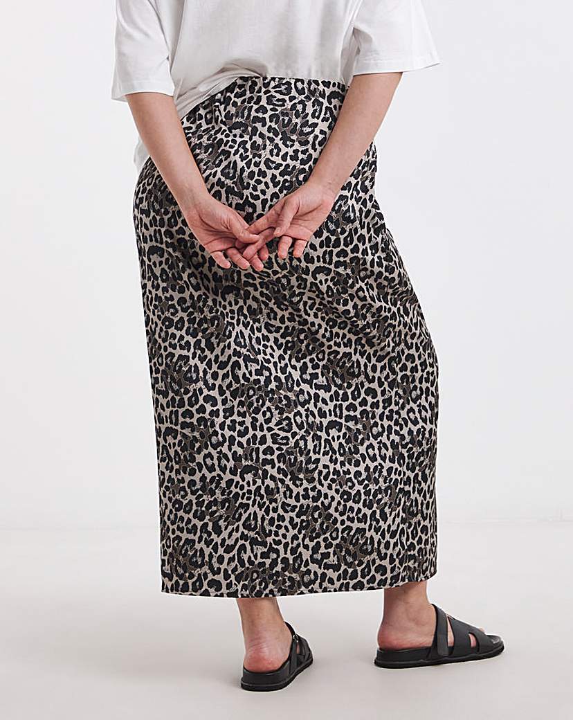 Print Satin Maxi Skirt