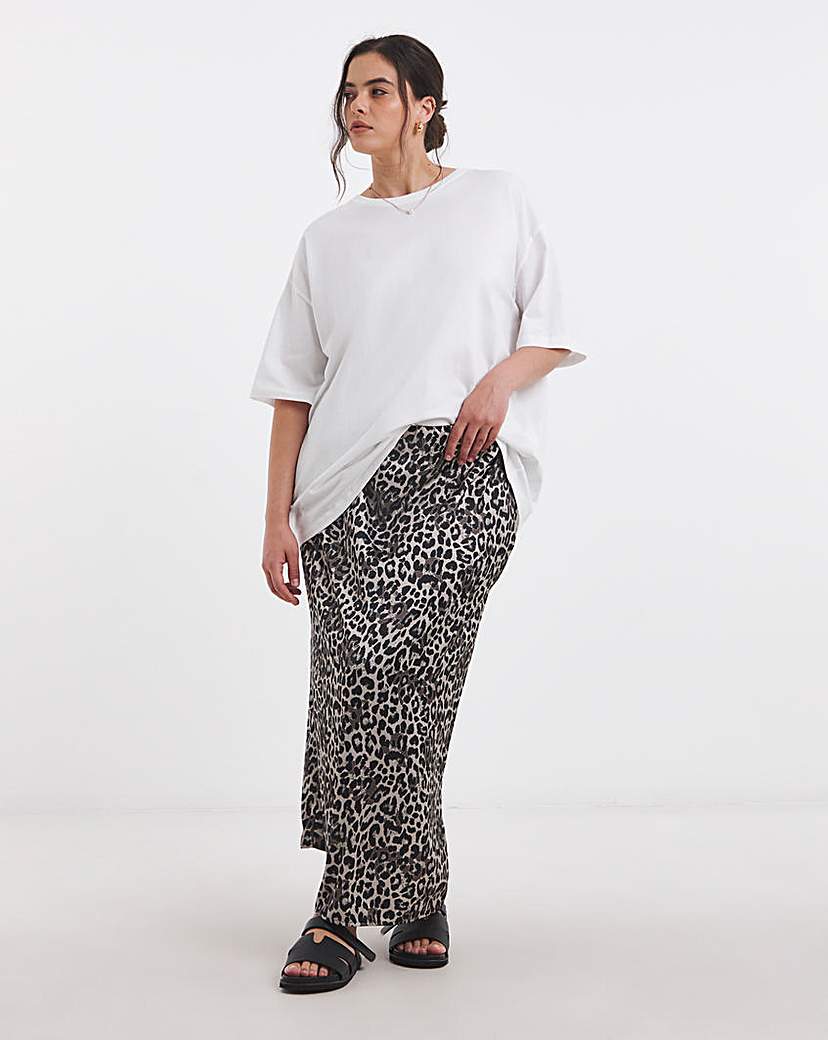 Print Satin Maxi Skirt