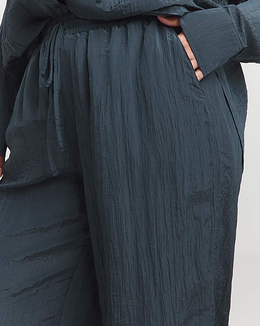 Crinkle Satin Wide Leg Trousers