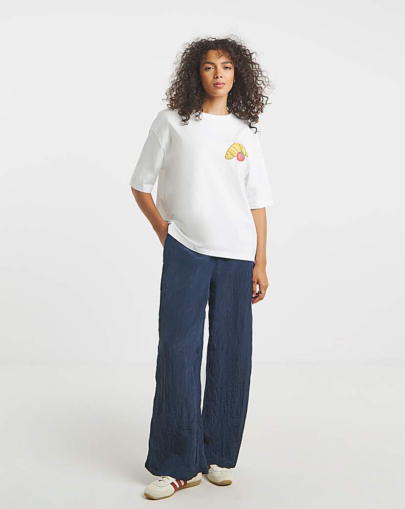 Crinkle Satin Wide Leg Trousers