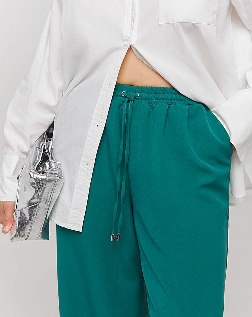 Drawcord Waist Wide Leg Trousers