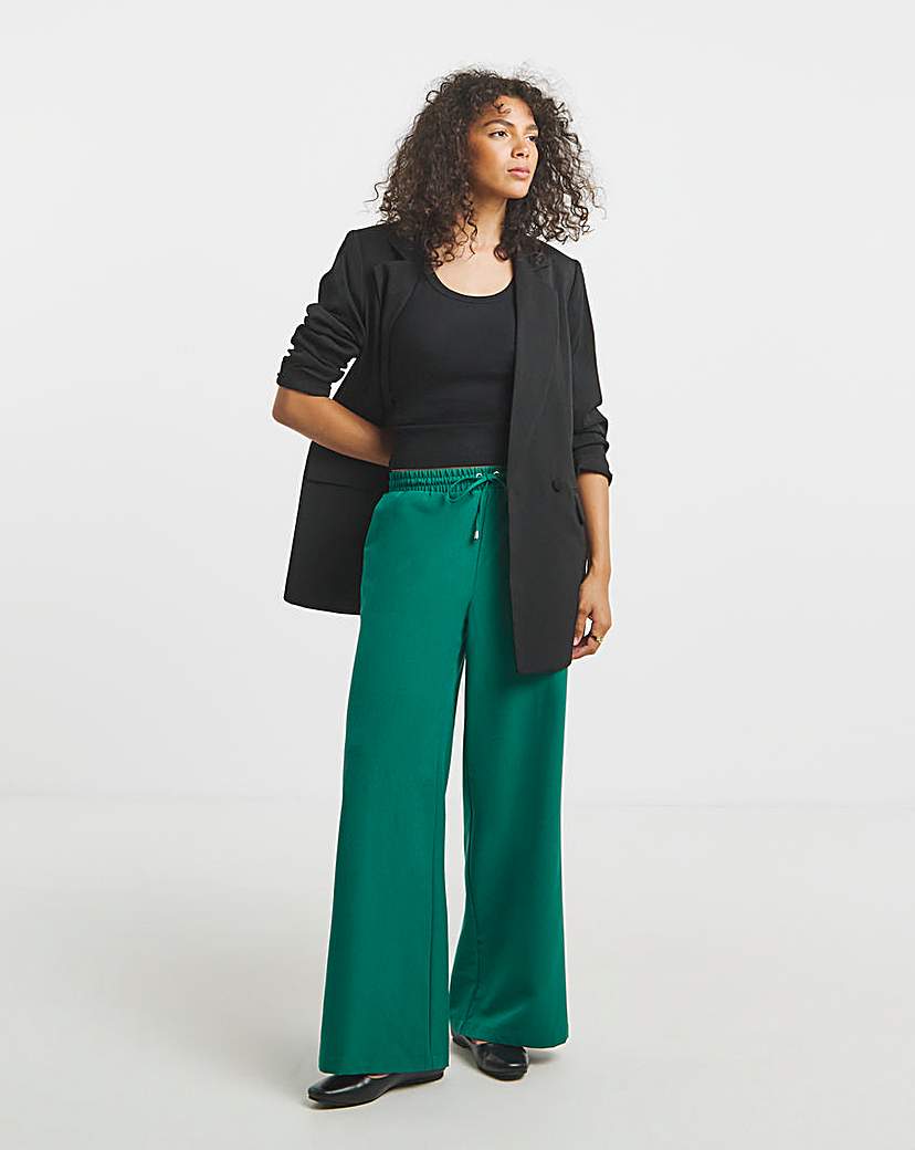 Drawcord Waist Wide Leg Trousers