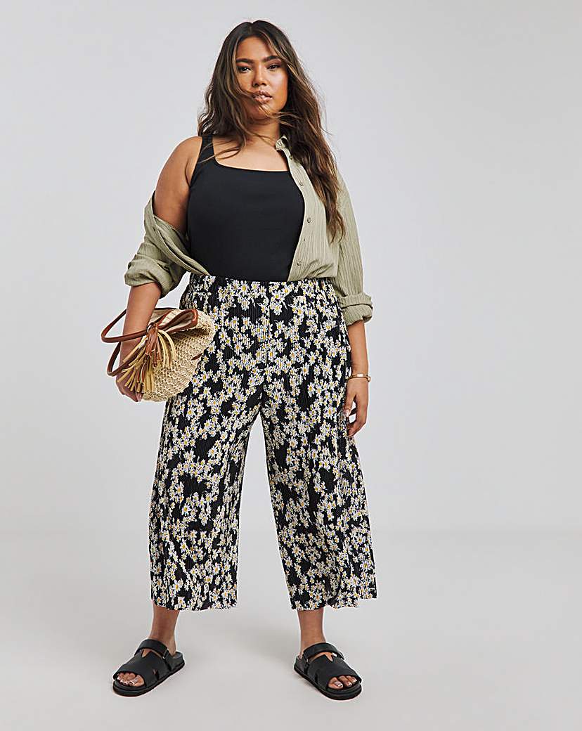 Plisse Wide Leg Culottes