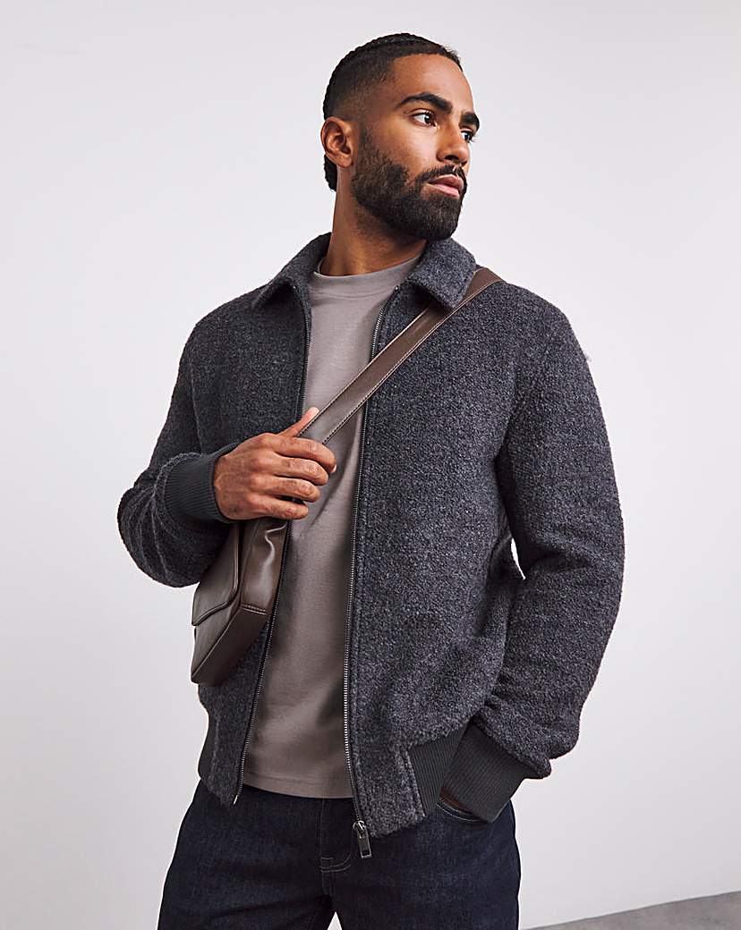 Wool Boucle Varsity Bomber