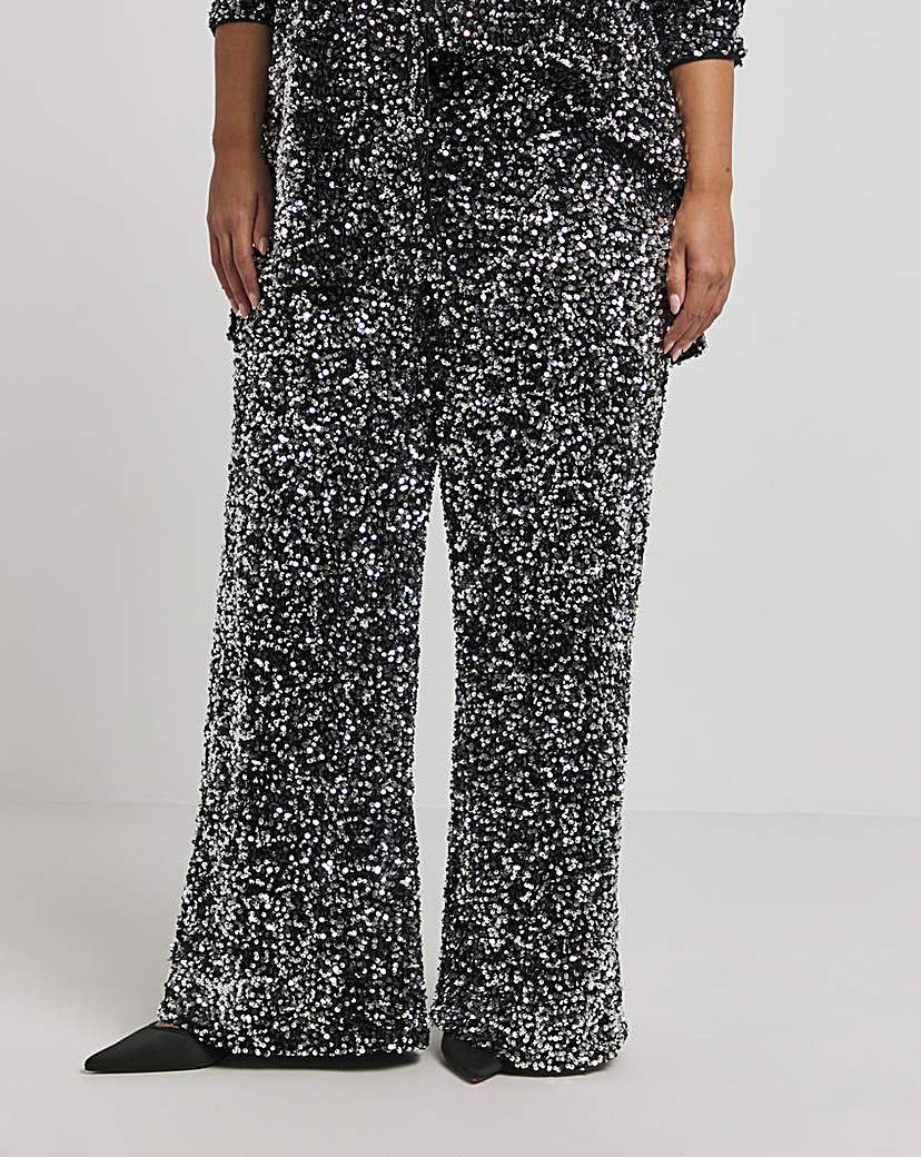 Wide Leg Sequin Trousers