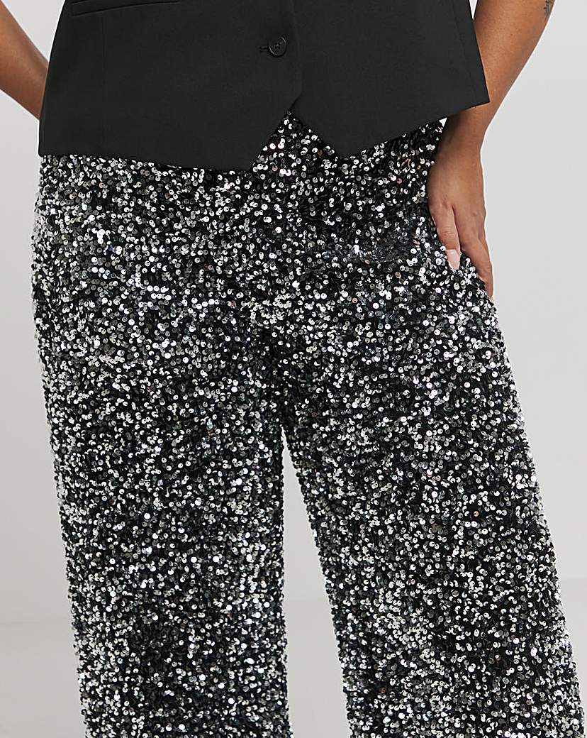 Wide Leg Sequin Trousers