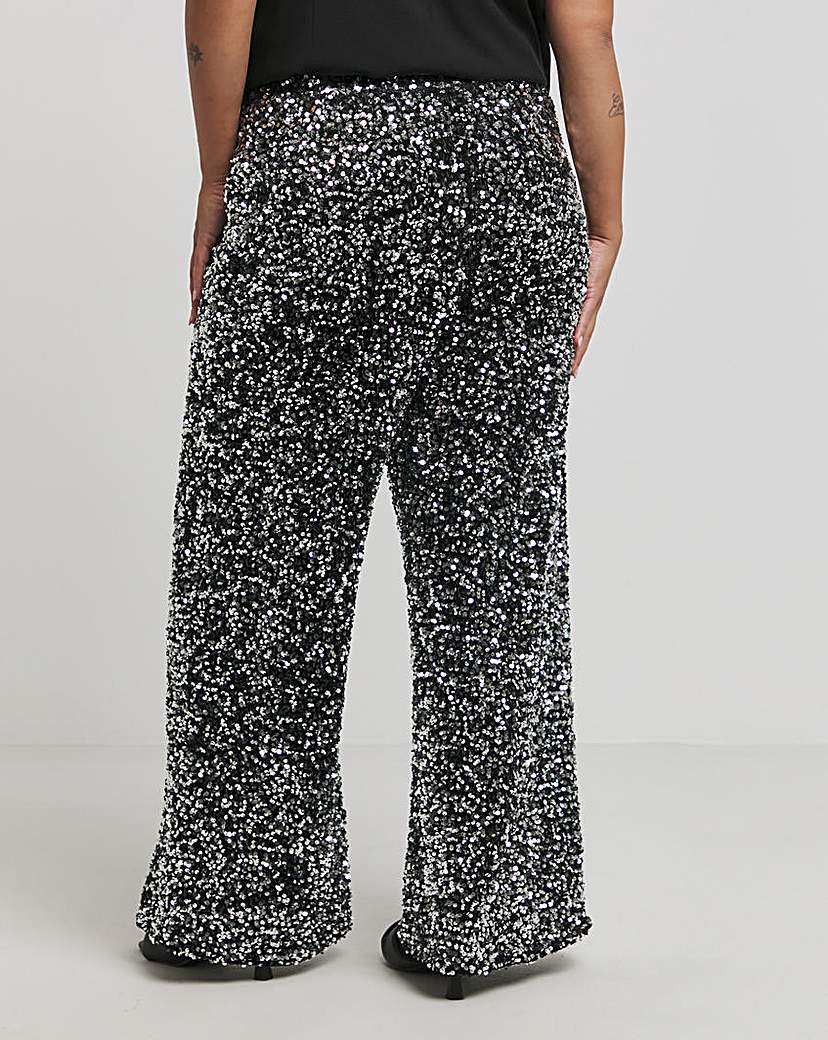 Wide Leg Sequin Trousers