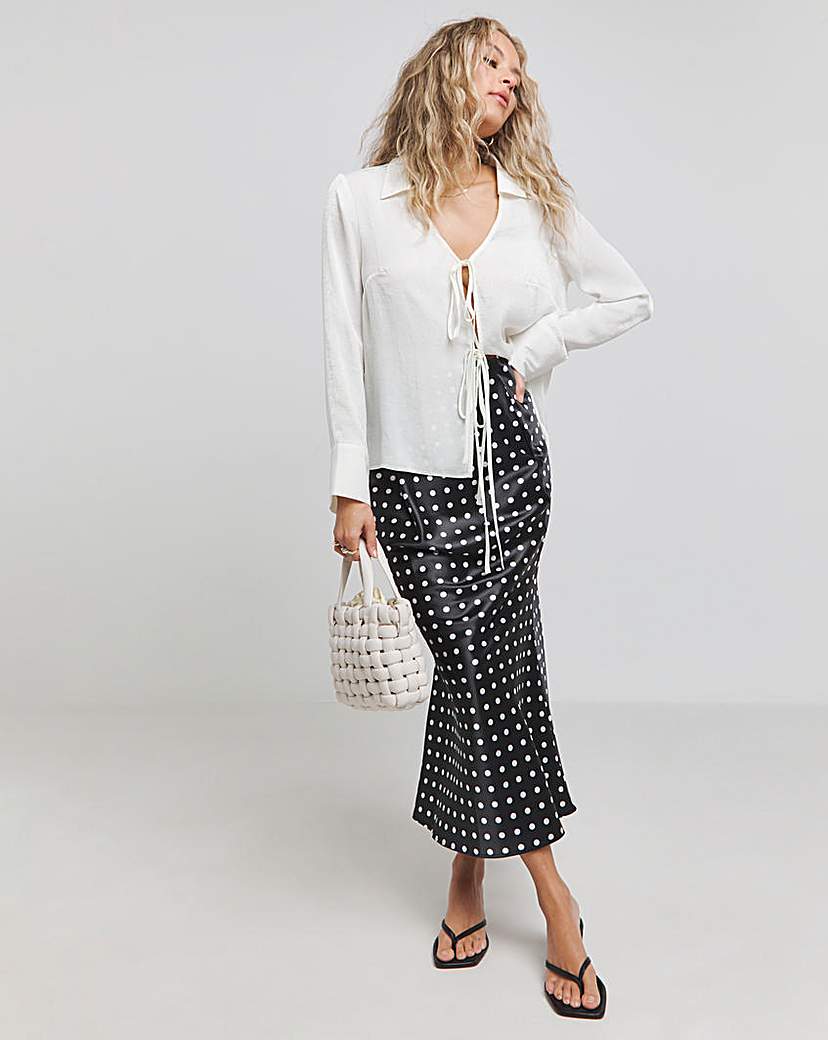 Polka Dot Satin Midaxi Skirt