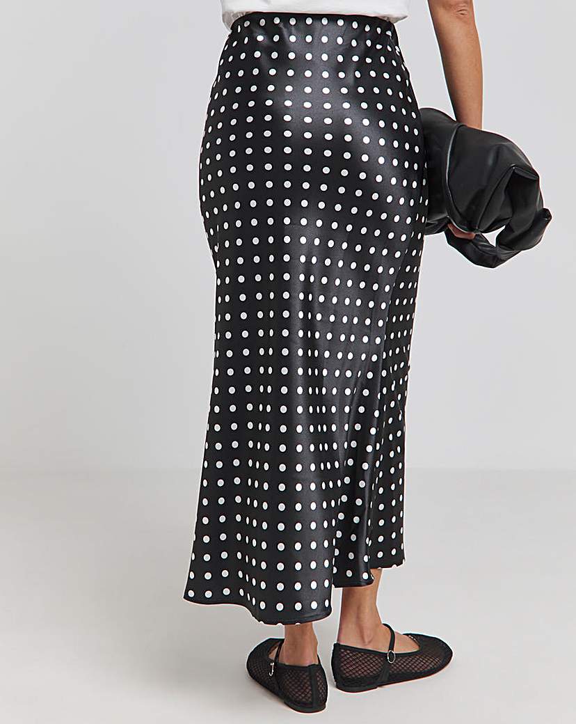 Polka Dot Satin Midaxi Skirt