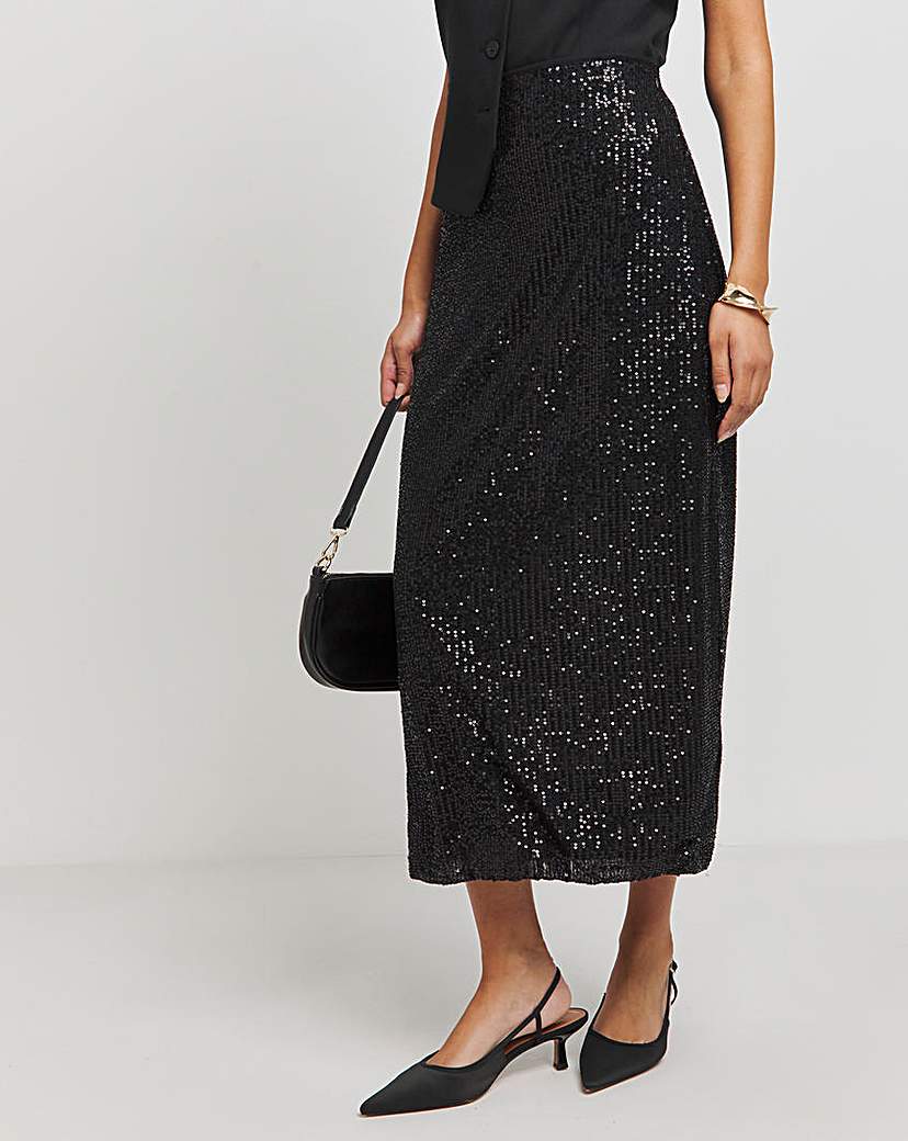 Stretch Sequin Midaxi Skirt